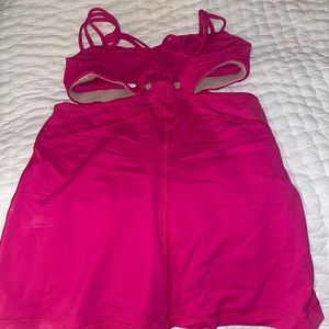 Hot pink Lululemon workout top
